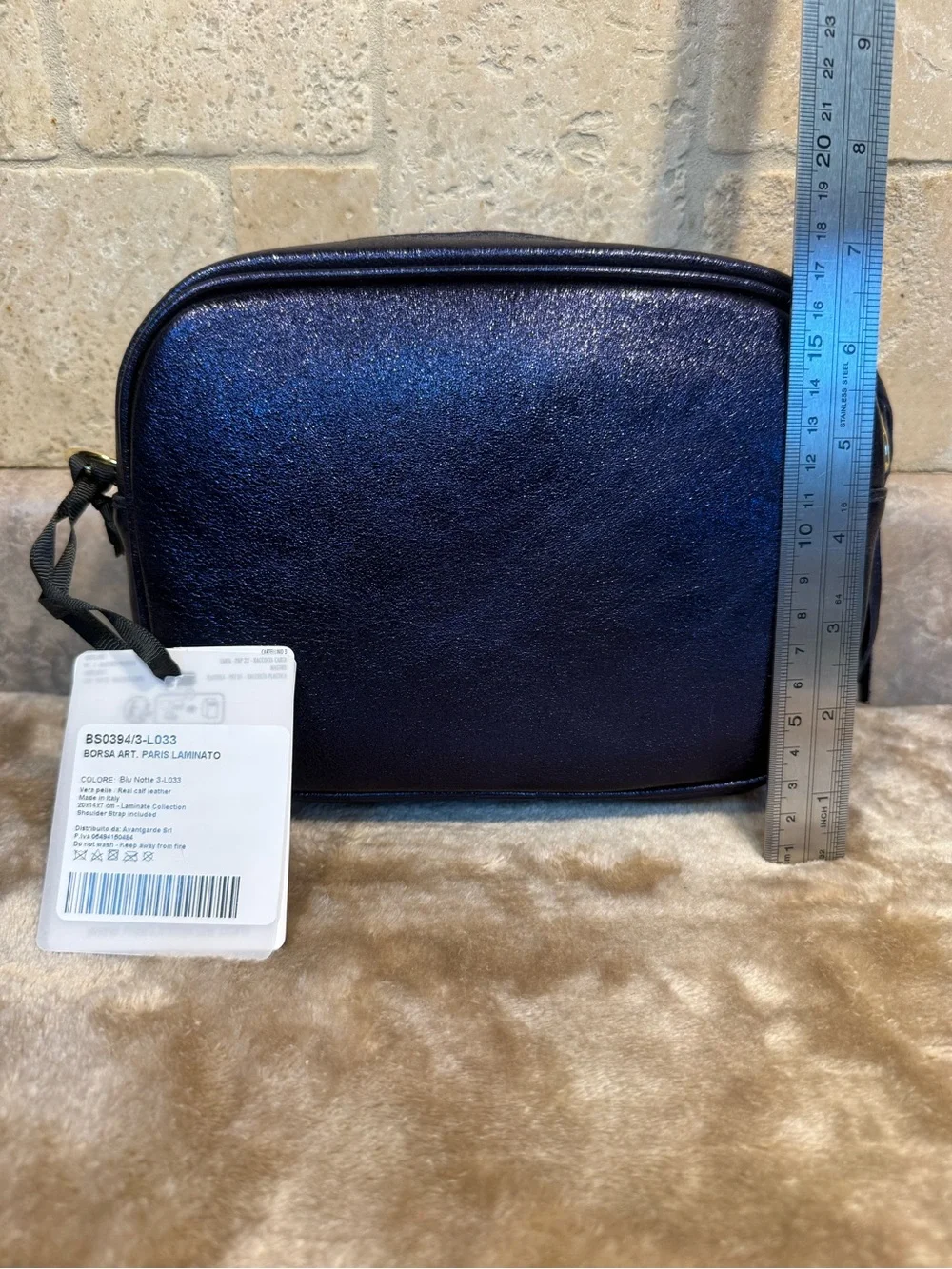 Marlon Made In Italy Navy Blue Crossbody Bag — Sleek Everyday Shoulder Bag
